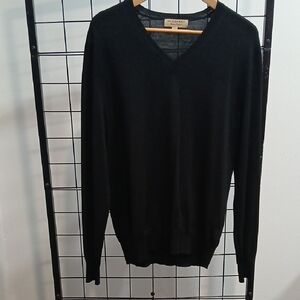 Burberry Black V-Neck Sweater Classic Knit